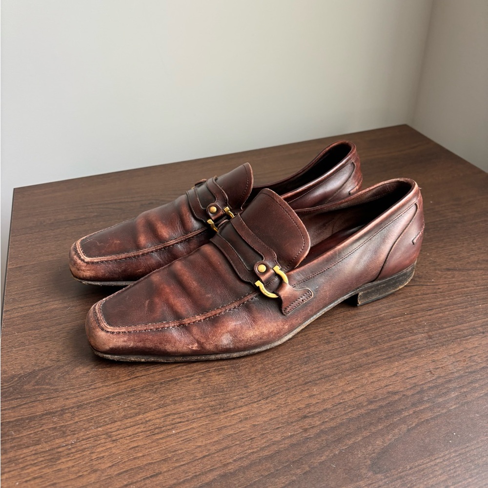 Salvatore Ferragamo Dark Brown Leather Loafers